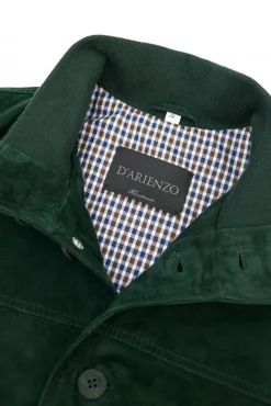 Uomo D'Arienzo Alex Bottoni - Giacca bomber in pelle camoscio verde con bottoni e tasconi