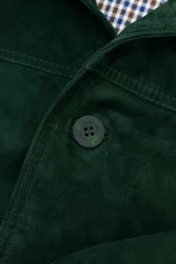 Uomo D'Arienzo Alex Bottoni - Giacca bomber in pelle camoscio verde con bottoni e tasconi