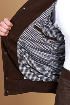 Uomo D'Arienzo Alex Bottoni - Giacca bomber in pelle camoscio testa di moro con bottoni e tasconi