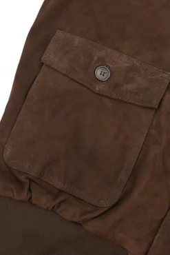 Uomo D'Arienzo Alex Bottoni - Giacca bomber in pelle camoscio testa di moro con bottoni e tasconi
