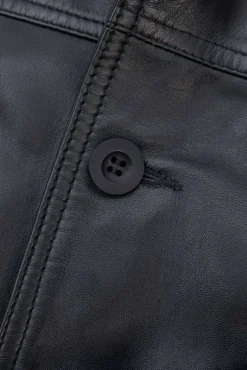 Uomo D'Arienzo Alex Bottoni - Giubbotto Bomber in pelle nera con bottoni effetto liscio