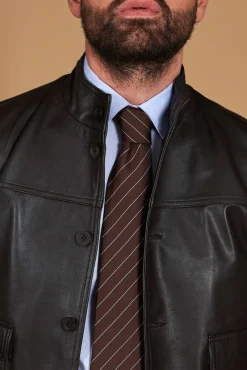 Uomo D'Arienzo Alex Bottoni - Giubbotto Bomber in pelle testa di moro con bottoni effetto liscio