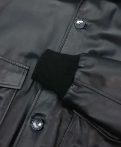 Uomo D'Arienzo Alex Bottoni - Giubbotto Bomber in pelle nera con bottoni e tasconi