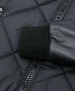 Uomo D'Arienzo Alex Tex - Bomber piumino in pelle nera e tessuto nero