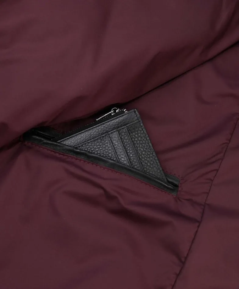 Uomo D'Arienzo Alex Tex - Bomber piumino in pelle nera e tessuto bordeaux