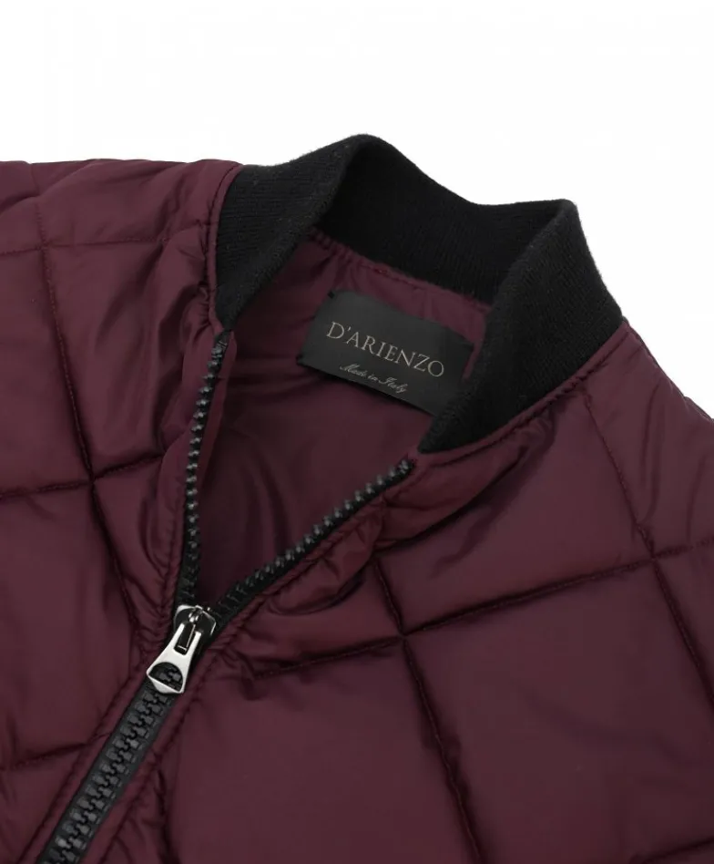 Uomo D'Arienzo Alex Tex - Bomber piumino in pelle nera e tessuto bordeaux
