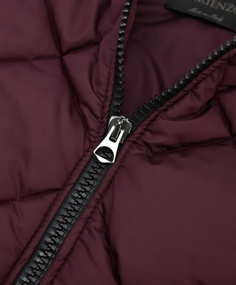 Uomo D'Arienzo Alex Tex - Bomber piumino in pelle nera e tessuto bordeaux
