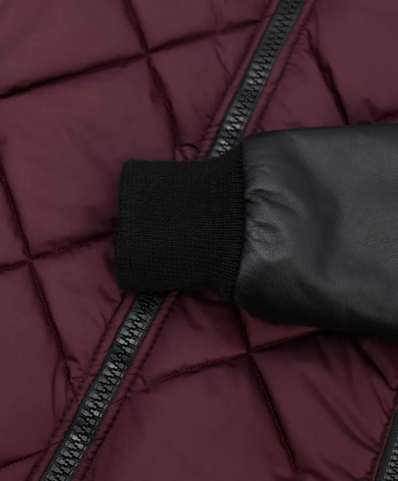 Uomo D'Arienzo Alex Tex - Bomber piumino in pelle nera e tessuto bordeaux