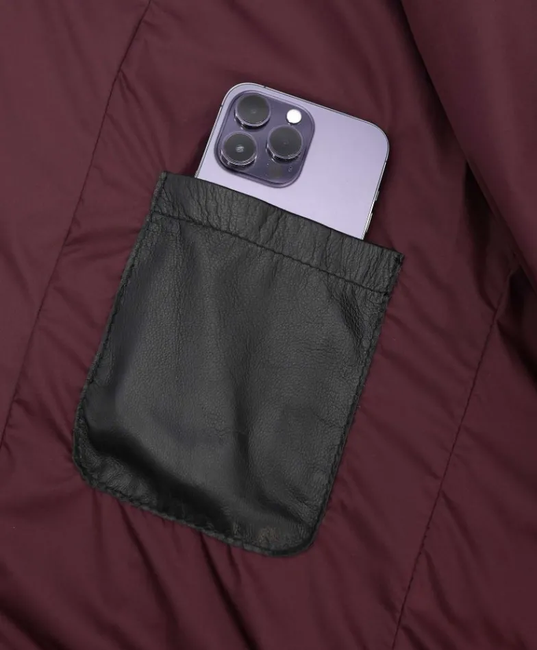 Uomo D'Arienzo Alex Tex - Bomber piumino in pelle nera e tessuto bordeaux