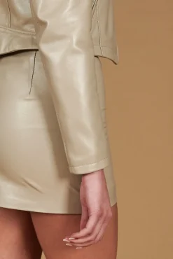 Donna D'Arienzo Alice - Giacca corta in pelle grigio perla stile chiodo