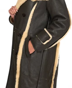 Donna D'Arienzo Alix - Cappotto in montone testa di moro doppiopetto effetto vintage