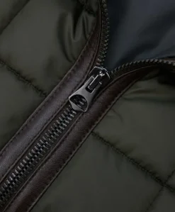 Uomo D'Arienzo Andrew - Piumino trapuntato verde profili pelle e shearling testa di moro