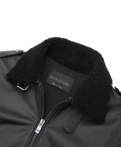 Donna D'Arienzo Antea - Bomber aviator in pelle nera effetto liscio