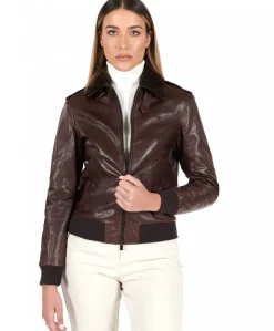 Donna D'Arienzo Antea - Bomber aviator in pelle testa di moro effetto vintage