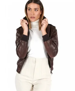 Donna D'Arienzo Antea - Bomber aviator in pelle testa di moro effetto vintage