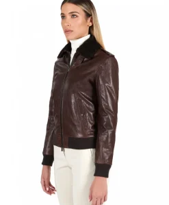 Donna D'Arienzo Antea - Bomber aviator in pelle testa di moro effetto vintage