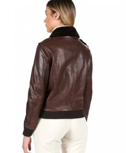 Donna D'Arienzo Antea - Bomber aviator in pelle testa di moro effetto vintage