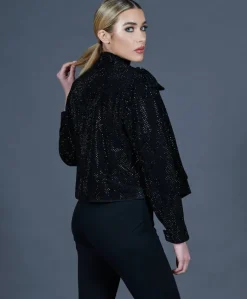 Donna D'Arienzo Arah - Chiodo oversize in pelle scamosciata nera con cristalli