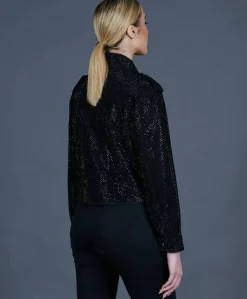 Donna D'Arienzo Arah - Chiodo oversize in pelle scamosciata nera con cristalli
