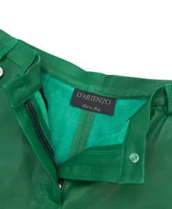 Donna D'Arienzo Averis - Pantaloncino sfoderato in pelle verde effetto liscio