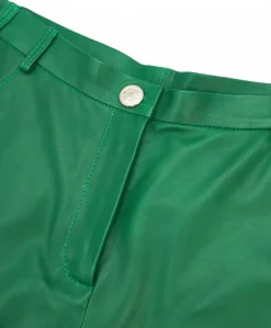 Donna D'Arienzo Averis - Pantaloncino sfoderato in pelle verde effetto liscio