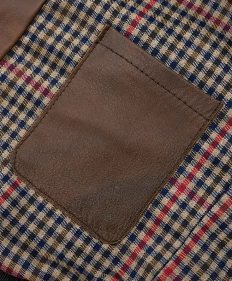 Uomo D'Arienzo Aviator - Giubbotto aviatore in pelle marrone collo montone