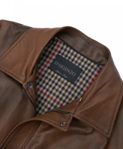 Uomo D'Arienzo Aviator - Giubbotto aviatore in pelle marrone collo montone