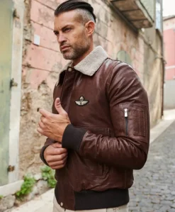 Uomo D'Arienzo Aviator - Giubbotto aviatore in pelle testa di moro collo montone