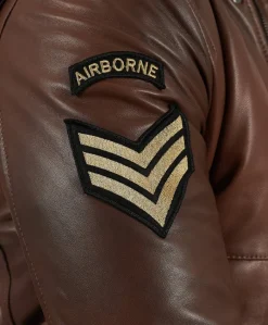 Uomo D'Arienzo Aviator - Giubbotto aviatore in pelle marrone collo montone a tono