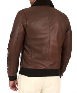 Uomo D'Arienzo Aviator - Giubbotto aviatore in pelle marrone collo montone a tono