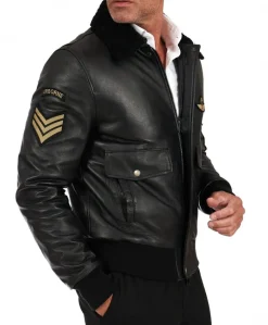 Uomo D'Arienzo Aviator - Giubbotto aviatore in pelle raggrinzita nera collo montone