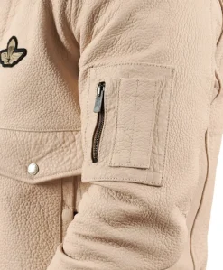 Uomo D'Arienzo Aviator - Giubbotto aviatore in pelle raggrinzita color crema collo montone