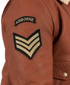 Uomo D'Arienzo Aviator - Giubbotto aviatore in pelle raggrinzita color cuoio collo montone