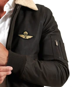 Uomo D'Arienzo Aviator - Giubbotto aviatore in pelle raggrinzita testa di moro collo montone