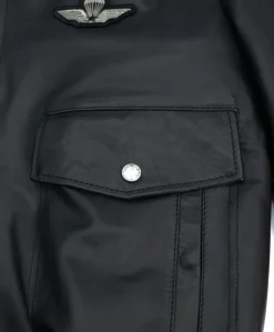 Uomo D'Arienzo Aviator - Giubbotto bomber aviatore in pelle nera collo montone