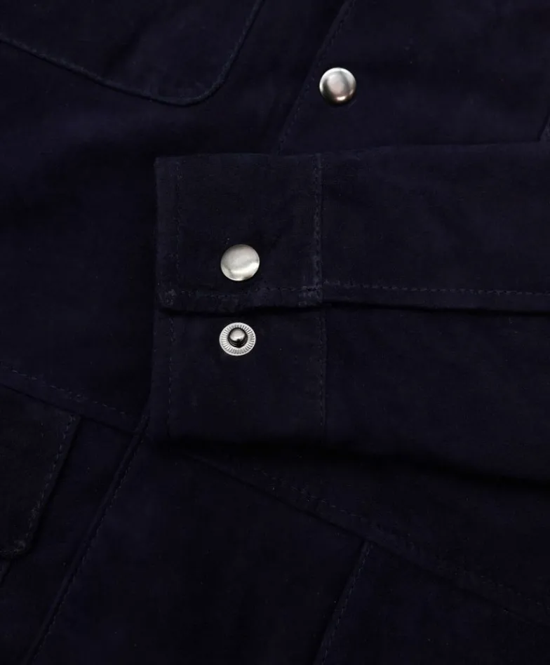 Uomo D'Arienzo Axel - Sahariana camoscio blu uomo con tasche applicate
