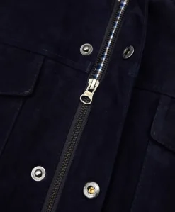 Uomo D'Arienzo Axel - Sahariana camoscio blu uomo con tasche applicate