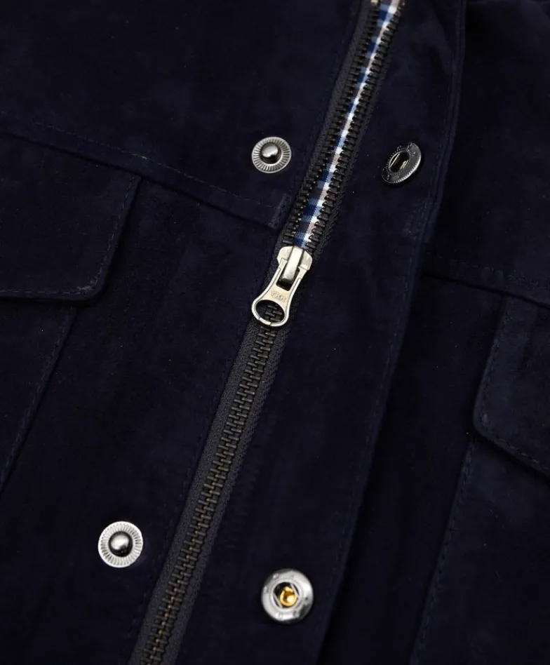 Uomo D'Arienzo Axel - Sahariana camoscio blu uomo con tasche applicate