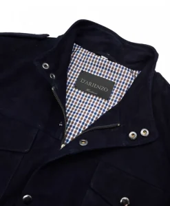 Uomo D'Arienzo Axel - Sahariana camoscio blu uomo con tasche applicate