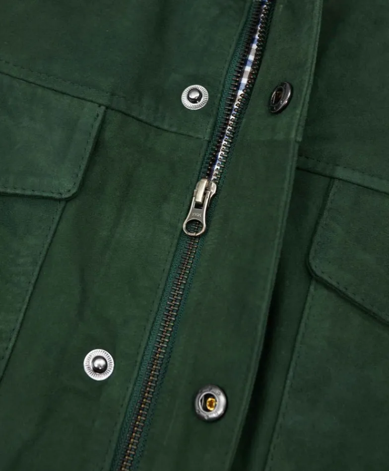 Uomo D'Arienzo Axel - Sahariana camoscio verde uomo con tasche applicate