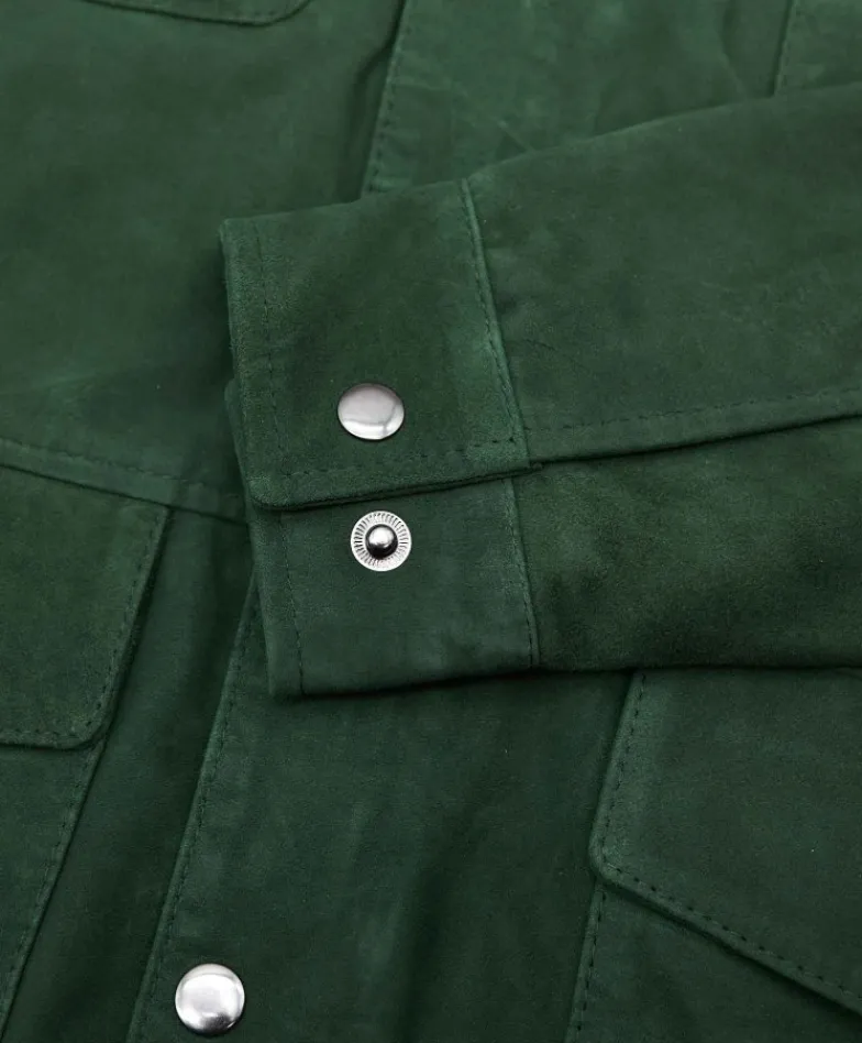 Uomo D'Arienzo Axel - Sahariana camoscio verde uomo con tasche applicate