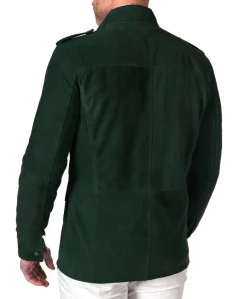 Uomo D'Arienzo Axel - Sahariana camoscio verde uomo con tasche applicate