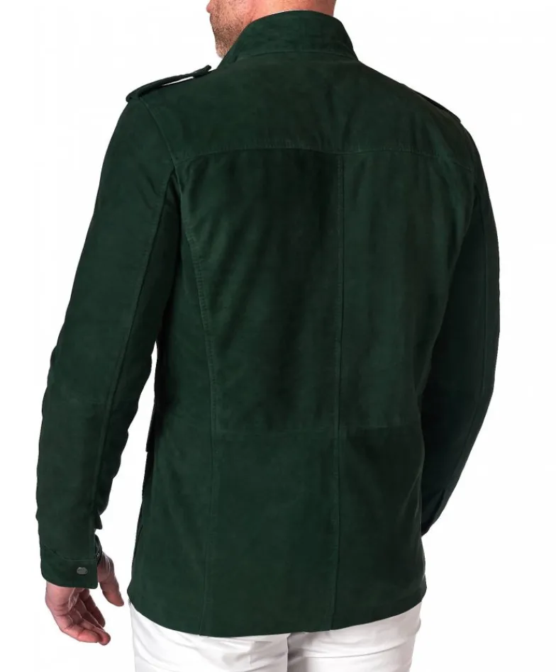 Uomo D'Arienzo Axel - Sahariana camoscio verde uomo con tasche applicate