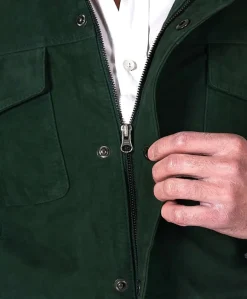 Uomo D'Arienzo Axel - Sahariana camoscio verde uomo con tasche applicate