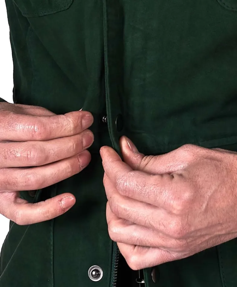 Uomo D'Arienzo Axel - Sahariana camoscio verde uomo con tasche applicate