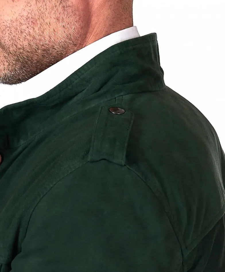 Uomo D'Arienzo Axel - Sahariana camoscio verde uomo con tasche applicate