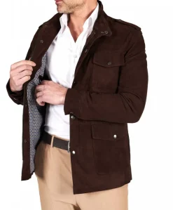 Uomo D'Arienzo Axel - Sahariana camoscio uomo testa di moro con tasche applicate