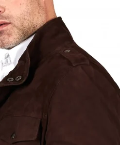 Uomo D'Arienzo Axel - Sahariana camoscio uomo testa di moro con tasche applicate