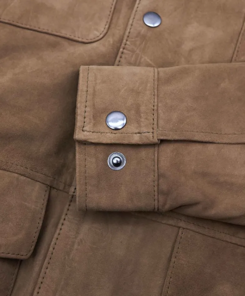 Uomo D'Arienzo Axel - Sahariana camoscio color fango uomo con tasche applicate
