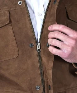Uomo D'Arienzo Axel - Sahariana camoscio color fango uomo con tasche applicate